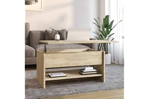 homiuse 80x50x40 cm Mesa de Centro Elevable Mesa Centro con Revistero Mesita de Salón o Comedor Mesita de Sofá Muebles de Salon Mesa de Café Mesa de Té Roble Sonoma Madera Contrachapada