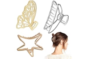 FANSEZQ hair clips，Horquilla de metal，pinza pelo grande，pelo grandes antideslizantes de metal para damas y niñas para arreglar el cabello，accesorio para mujeres（Champagne dorado, metálico, plateado）