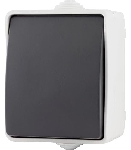Interrupteur Bouton Poussoir REV AquaForm IP44 - Montage En Saillie Gris - Pour Pièces Humides (Cave, Garage)