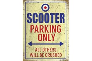 SWEET AND NOSTALGIC Scooter Parking Only - Metal Wall Sign (3 sizes - Small/Large and Jumbo) (Small (15cm x 20cm))