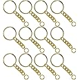 Feeling Hub Golden Metal Loops Rings Keyring with Chain Open Jump Ring Connector Key Rings for Jewelry Findings, Making Spring Rings, Art and Craft, DIY, Making Handbag Keychain (Pack of 20 Pcs) (20)