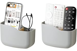 SUNFICON 2 Selbstklebende Fernbedienungshalter, Universal-Halterung für Media-Player, Controller, Wandmontage, Fernbedienung, Organizer, Box, Grau