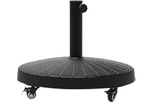 Outsunny 22.7kg Resin Patio Parasol Base Umbrella Stand Weight Deck Garden Sunshade Holder Round w/Wheels Brakes Outdoor