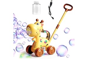 GEPROSMA Macchina Automatico di Pistola Bolle di Sapone bambini, Tagliaerba di Sparabolle di Sapone,Ricaricabile Batteria,Giochi da giardino esterno per bambini Giocattolo