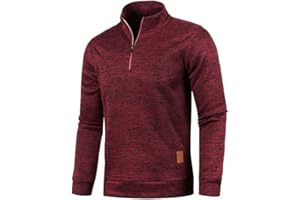 AOOUEKUL Half Zip Pullover Herren Ohne Kapuze Männer für Solid Arbeitspullover Oversize Winter Sport Arbeitspullover Sweater Men Alphanumerisch