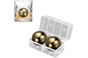 ELITECRAN 2 Pièces 55mm Sphères de Glace en 304 Acier Inoxydable, Boules de Glaçon Réutilisables, Rond Whisky Ice Stones, Boules Congelés en Métal, Glaçons à Whisky avec Boîte de Rangement, pour Cocktails (B)