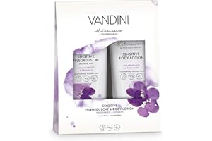VANDINI Sensitive Wellness Geschenkset für Frauen - Beauty Set mit Body Lotion & Duschgel - Pflegeset für Damen mit Bodylotion & Pflegedusche für empfindliche & sensible Haut - Körperpflege Set