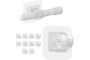 Lium Berg 10 Pz Ganci per Tende Senza Bucare Infissi PVC Autoadesivi - Gancetti Porta Bastoni Tende Senza Forare Adesivi per Finestre (Trasparente)