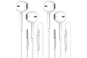 CELLWORLD 2 Pack Auriculares Internos con Cable,Auriculares con Cancelación de Ruido con Micrófono y Control de Volumen,Conector Universal de 3,5 mm para iPhone Samsung PC Computadora Portátil Tabletas Android