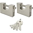 VIDETOL 2 Pcs Container Padlock with Keys, 90mm Heavy Duty Security Padlock, 12mm Thick Shackle, Anti Drill Cylinder, Steel Padlock for Containers, Door, Sheds, Lockers, Gates and Warehouses