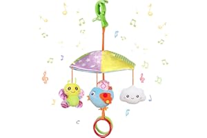 WolinTek Baby Kinderwagen Spielzeug Plüschtier mit Glöckchen,Kleinkindspielzeug,Baby Spielzeug für Bettchen, Wiege oder Autositz,Greifen und Knistern- Papier, Spiegel für Babys Kleinkinder (A)