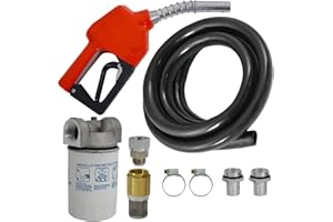 AMUR JUEGO DE ACCESORIOS - para BOMBA GASOIL - bomba de agua - PISTOLA DIESEL - PISTOLA GASÓLEO AUTOMÁTICA con MANGUERA GASOIL, válvula de retención, filtro de gasoil y válvula de conexión.