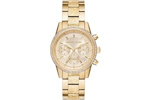 MICHAEL KORS(マイケルコース) Michael Kors Ritz Reloj para Mujer, Movimiento de cronógrafo con Correa de Acero o Piel