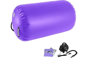 FBSPORT Gonflable Air Roller Air Spot, Tapis de Gymnastique Gonflable, Rouleau d'air Piste d'air Gonflable avec Pompe Cylindre de Gymnastique, Tapis de Gym Gonflable, Convient à la Gymnastique et l’Exercice, Yoga, Pilates