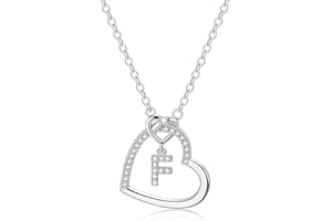 LIHELEI Damen Halskette Herz Buchstabe 925 Silber Kette Damen Personalisiere Kette, Geburtstags und Weihnachten Geschenk Für Frauen Mädchen Mama Freundin - A-Z