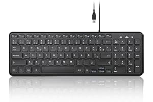 Perixx PERIBOARD-213B Teclado de Tijera USB silencioso con Cable - Diseño Compacto con Teclado numérico - Negro - Qwert Español con Ñ
