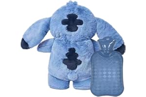 Dhqkqg Borsa Dell'Acqua Calda, Borsa Acqua Calda Peluche, Borsa Dell'Acqua Calda Rimovibile E Lavabile, Carino Hot Water Bag,Borsa Dell'Acqua Calda In Peluche St-Itch,Adatto A Bambini E Adulti (Blu)