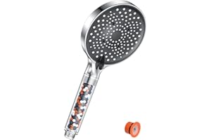 Duschkopf mit Filter - YEAUPE PRO Duschkopf Wassersparend mit 6 Strahlarten, Duschkopf mit Kalkfilter, Wassersparender Duschkopf Druckerhöhend, Duschkopf Regendusche Gross(130mm Durchmesser), Chrom