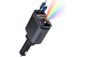 Gaethra 4 In 1 Caricatore Auto USB C 66W, Carica Batteria per Auto Cellulare,12V/24V Caricatore da Auto Retrattile Accendino Caricatore Veloce con iPhone 16/15/14 Pro, Samsung S25/S24/S23+