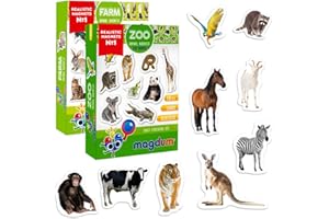 magdum 2 Sets Foto Granja+ Zoo Animales Imanes de Nevera (35 Piezas) para Niño -Magnético Educational Aprender Juguete Bebé 3 años- Cocina Imán- CUMPLEAÑOS O Navidad Regalo Conjunto