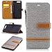 Produktbild Huawei P10 Plus Hülle, Conber Segeltuch Leder Handyhülle mit [Kostenlose Schutzfolie eingeschlossen] [Kartenfächer] [Standfunktion], Huawei P10 Plus Leder Schutztasche Klappetui Ledertasche Handyhülle, Notizbuch Stil Muster Leder Handy Schutzhülle Für Huawei P10 Plus - Grau