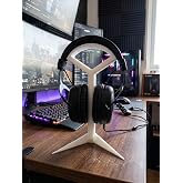 Oyuncu Kulaklık Standı Masa&uuml;st&uuml; Tutucu, Beyaz | 16 x 9 cm Taban &Ouml;l&ccedil;&uuml;s&uuml;, Masa D&uuml;zenleyici, Gaming Aksesuar, Hafif Tasarım