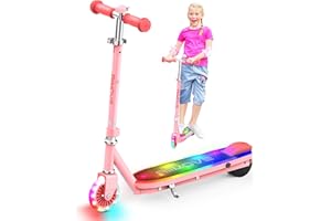 ALLMOVE Trottinette Electrique Enfants 4 à 8 Ans, Roue Flash Colorée & Lumières de Pédale & Hauteur Réglable, 10 km Portée, Vitesse de sécurité 4-8 km/h, Moteur 100W, Léger Trotinette Enfant, X3 Pro