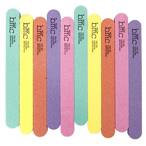 BMC Cute Colorful Professional Grade 10pc 100/180 Grit Sponge Nail File Manicure Care Tool Accessory Set