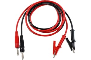 Oiyagai 2 Piezas de Cables de Prueba con Conector Banana y Pinza de Cocodrilo para Multímetro, 0,5M (Rojo + Negro)
