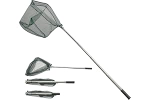 ‎WANGDEFU Fishing Kescher Angeln,Unterfangskescher Angelkescher 205cm Edelstahl,4 Sektionen Teleskop - Gummiert - Langlebiges Nylongeflecht,mit Faltbare Fischernetz,für Erwachsene Kinder,Teich,See
