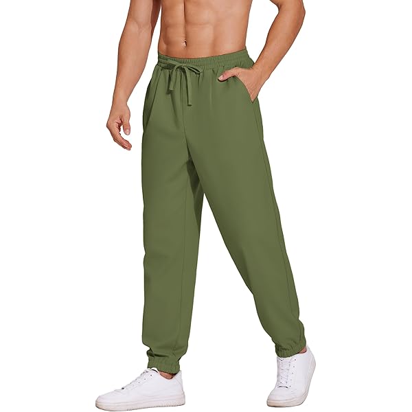 COOFANDY Heren Broek Casual Cargo Joggers Elastische Taille Chino Koord Broek met Zakken Legergroen XXL