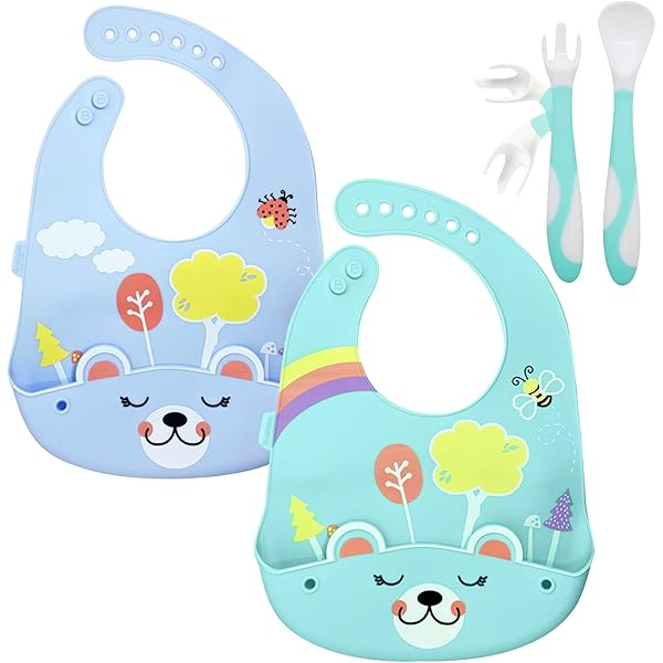 Set 6 Bavaglini In Silicone Kibi - Impermeabili, Con Tasca Raccoglipappa, Lavabili, Regolabili, Per Neonati - Foto 5