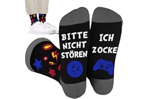QXRXN Gaming Socken, Zocker Socken mit Spruch auf sohle Bitte Nicht Stören Ich Zocke, Coole Gamer Lustige Geschenke für Männer zum Geburtstag Weihnachten Herren 43-46 Teenager Jungen 39-42