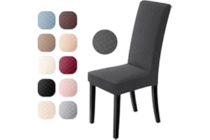 EOZAKAVOD Stuhlbezüge Modern 2er Set Universeller Stuhlhussen Elastischer Stretchbezug,abwaschbarer Jacquard Bezug mit Rutschfestheit & Atmungsaktivität,Spannbezug ideal für Events und Deko Bankett (Dunkelgrau)