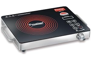 Prestige PIRC 1.0 2200 Watts Infrared Cooktop | Preset Indian Menu Options & Timer | Compatible With Any Metal Cookware With Flat Bottom | Easy to clean | Portable | Black | 1Y Warranty | BIS