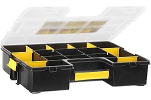 Stanley 1-94-745 Organiseur Sort master 17 Compartiments - 8 Intercalaire mobile - Couvercle Anti-mouvement - Clip Latéraux pour Empilage Multicolore