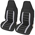 AUTOYOUTH Car Accessories Front Seat Covers Full Set & Supports, Universal Fit for Car, Truck, Van, Gray