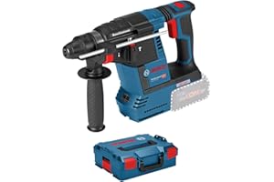 Bosch Professional 18V System Akku Bohrhammer GBH 18V-26 (SDS Plus, Bohr-Ø max: Beton/Stahl/Holz 26/13/30mm, inkl. Zusatzhandgriff, Tiefenanschlag 210mm, Maschinentuch, L-BOXX, ohne Akku/ Ladegerät)