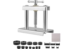 MXTIMWAN Kit Pressa Orologiaio Professionale,Chiudi Cassa Posteriore Orologio,Kit Cambio Batteria Orologio,Attrezzi per Riparazione Orologi,Dell'Orologio Strumento di Con 18 stampi