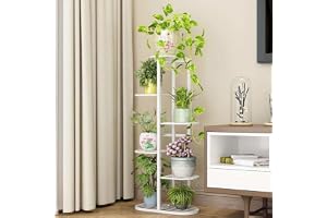 Bee Creative Trendy Luxury Metal 6 Tier 7 Potted Plant Stand Multiple Flower Pot Holder Shelves Planter Rack Storage Organizer Display For Indoor Outdoor Size- Hxl 41X18 Inch