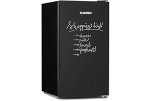 KLARSTEIN Miro - Frigorífico, Nevera con puerta rotulable, 7 niveles de temperatura, Compartimento para verduras, Bisagra de puerta intercambiable, Diseño ZestfulART, 91 L, Negro