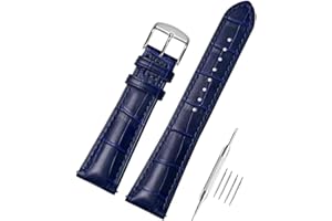 AIYIRUO Bracelets de Montre Cuir Crocodile Grain Cuir Véritable Souple et Durable Bracelet de Remplacement en Acier Inoxydable Métal Argent or Boucle Hommes Dames Montre Bracelet (12mm-24mm)