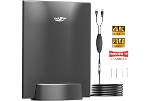 DGUPSP DVBT2 Antenne mit Verstärker, Großer Reichweite und 360° Empfang zimmerantenne DVB-T & DVB-T2 Antennen, 4K 1080P TV Antenne für Lokale Kanäle, 3M Koaxialkabel