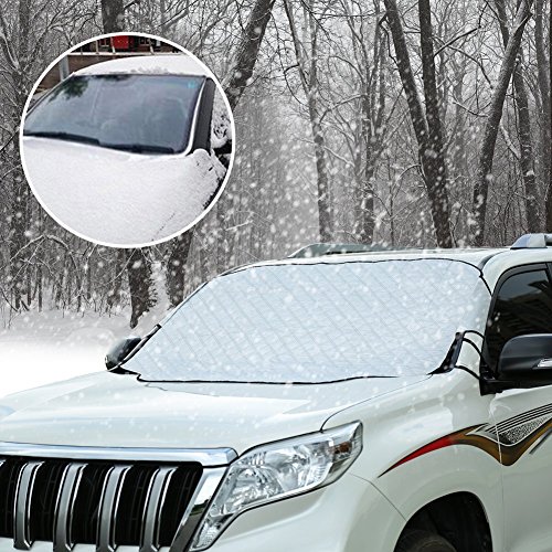 Preisvergleich Produktbild Autoscheibenabdeckung, Winterabdeckung Eisschutzfolien Winterschutz Frostabdeckung Frontscheibe Auto Abdeckung Sonnenschutz Anti-Schnee Wind Frost für Winter+Sommer(183*116cm)