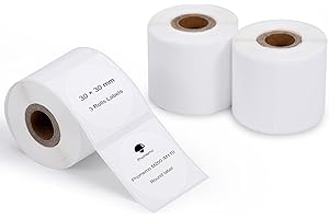 ‎PHOMEMO 3 Rolle Phomemo M110 Rundes Etikett,selbstklebendes Thermoetikett,für Phomemo M200 M110 M120 M220, 30x30 mm (1,18 ”x 1,18”) Namensschild,Produktetikett，200 Etiketten/Rolle,(3 Rolle rundes Etikett)