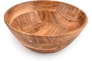 Samhita Miska na owoce lub sałatki z drewna akacjowego, naczynie do serwowania wygląda absolutnie pięknie w Twojej kuchni (25,4 cm x 25,4 cm x 10,16 cm)
