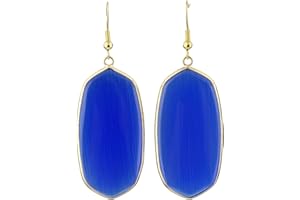 mookaitedecor Stone Dangle Drop Earrings for Women,Crystal Hook Earrings Gold Plated Oval