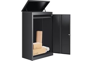 AFITDON Boîte aux lettres pour l'extérieur, boîte à colis avec serrure à combinaison, acier inoxydable revêtu par pulvérisation, avec fonction étanche et antivol (63 x 48 x 112 cm)