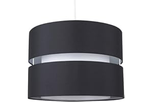 MiniSun | Modern Large 2 Tier Black and White Ceiling Light Shade | Pendant Lights, Home Décor & Improvement Essential | Includes 10W LED Bulb [3000K Warm White] | 350mm Shade Width