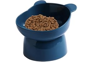 QIANDERER Cuencos ergonómicos para gatos, cuencos elevados para gatos, cuencos elevados para cachorros, cuencos inclinados elevados de 45 grados, cuenco de agua para comida para gatos para protección del cuello